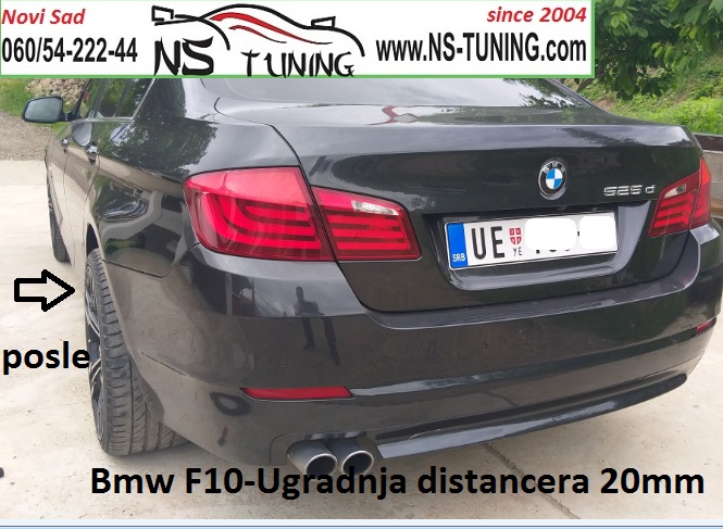 bmw f10 f11 2012 2013 2014 2015 godiste ugradnja distanceri felne 5x120 15mm 20mm duzi srafovi 14x1.25 novi sad ns tuning